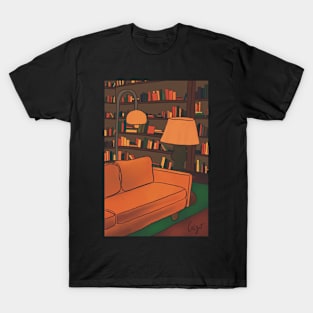 Cozy Vibes - Warm Toned living Room & Bookcases T-Shirt